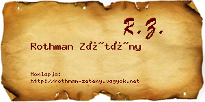 Rothman Zétény névjegykártya